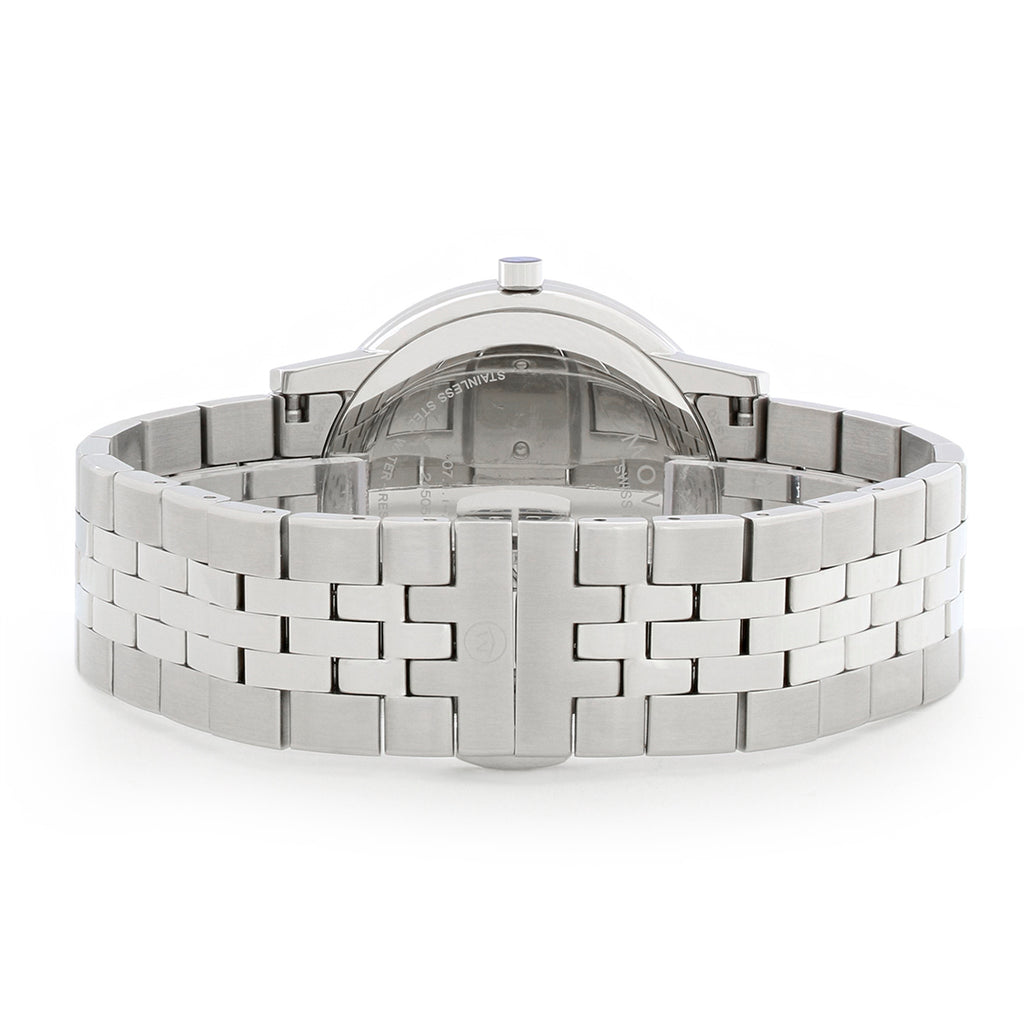 Movado Museum Classic Diamonds Black Dial Silver Steel Strap Watch for Men - 0607201