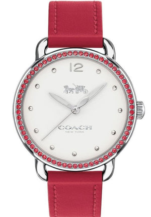 Coach Delancey White Dial Red Leather Strap Watch for Women - 14502878