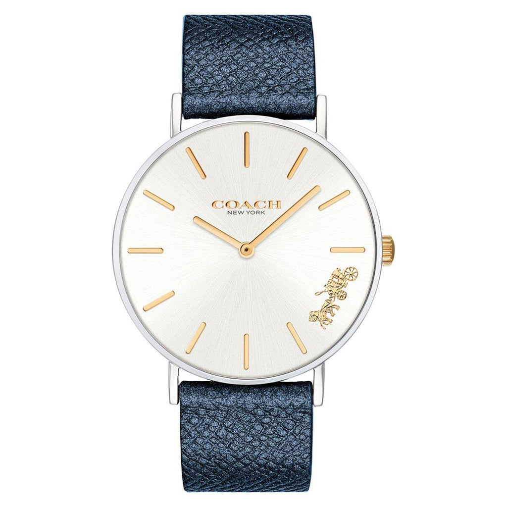 Coach Perry White Dial Blue Leather Strap Watch for Women - 14503156
