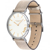 Coach Perry White Dial Beige Leather Strap Watch for Women - 14503157