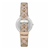 Emporio Armani Gianni T Bar Quartz Silver Dial Beige Leather Strap Watch For Women - AR80007