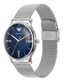 Emporio Armani Minimalist Quartz Blue Dial Silver Steel Strap Watch For Men - AR11571