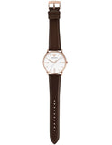 Emporio Armani Minimalist Quartz White Dial Brown Leather Strap Watch For Men - AR11572