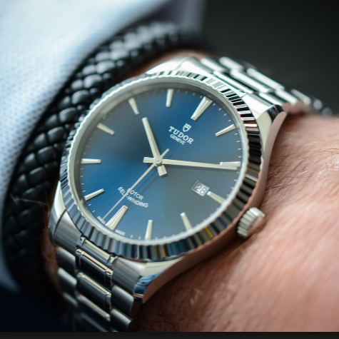 Tudor Style Automatic Blue Dial Silver Steel Strap Watch for Men - M12710-0013