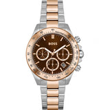 Hugo Boss Novia Brown Dial Two Tone Steel Strap Watch for Women - 1502617