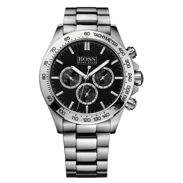 Hugo Boss Ikon Black Dial Silver Steel Strap Watch for Men - 1512965