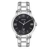Hugo Boss Governer Black Dial Silver Steel Strap Watch for Men - 1513488