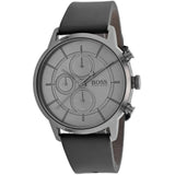 Hugo Boss Architectural Grey Dial Grey Leather Strap Watch for Men - 1513570
