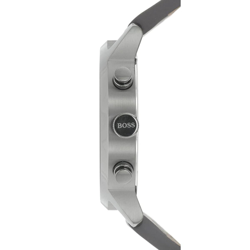 Hugo Boss Architectural Grey Dial Grey Leather Strap Watch for Men - 1513570