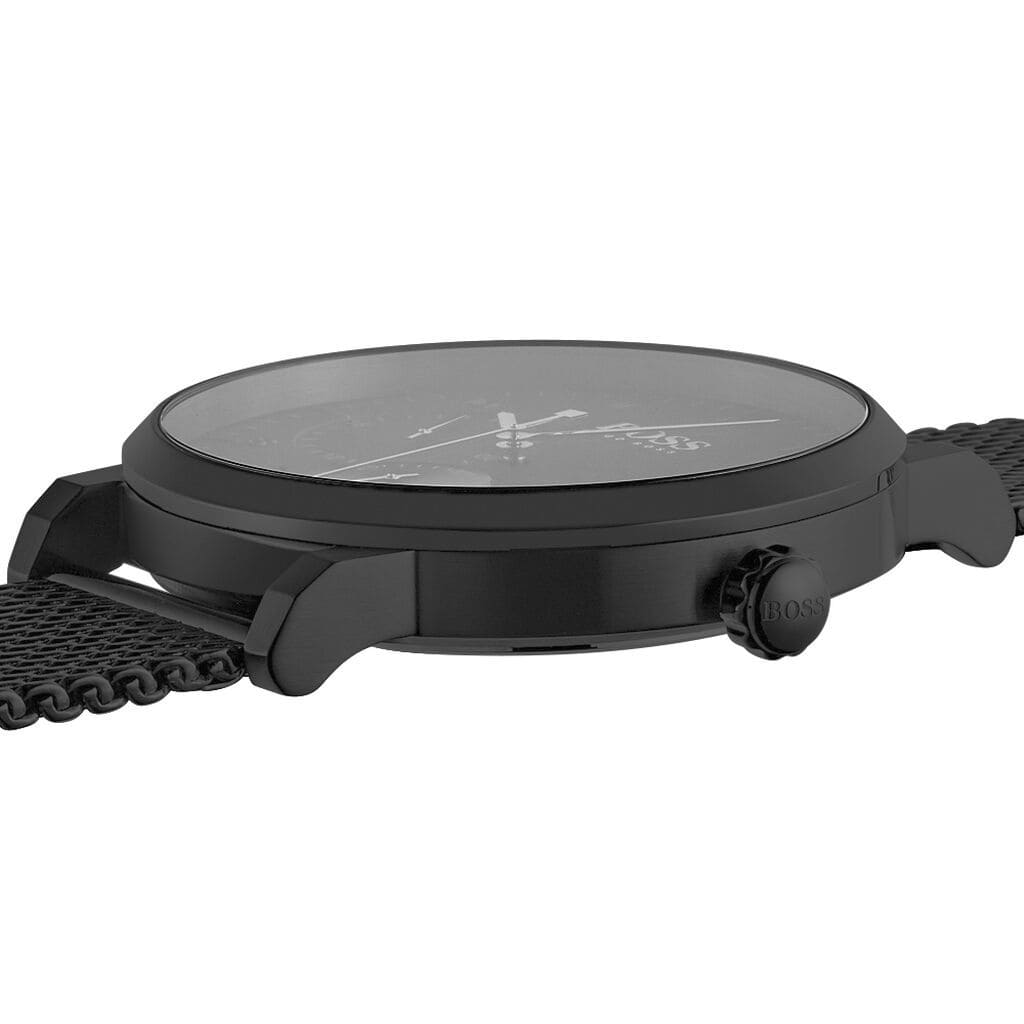 Hugo Boss Oxygen Black Dial Black Mesh Bracelet Watch for Men - 1513636