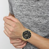Hugo Boss Admiral Chronograph Black Dial Gold Mesh Bracelet Watch for Men - 1513906
