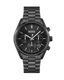 Hugo Boss Champion Black Dial Black Steel Strap Watch for Men - 1513960