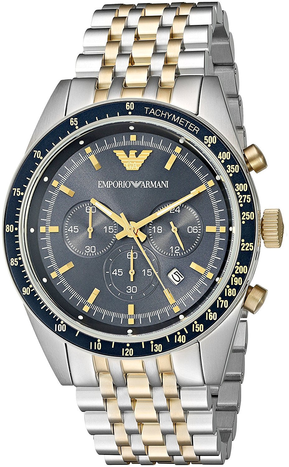 Emporio Armani Tazio Chronograph Blue Dial Gold & Silver  display picture 3