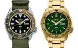 Seiko 5 Sports HUF Limited Edition Green Dial Gold Steel Strap Watch For Men - SRPJ20