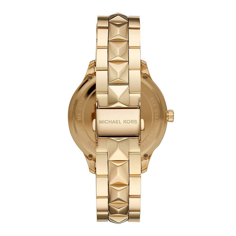 Michael Kors Runway Mercer Crystals Gold Dial Gold Steel Strap Watch For Women - MK6714