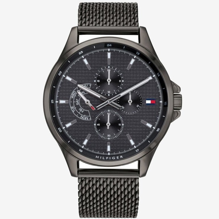 Tommy Hilfiger Shawn Chronograph Quartz Grey Dial Grey Mesh Bracelet Watch for Men - 1791613