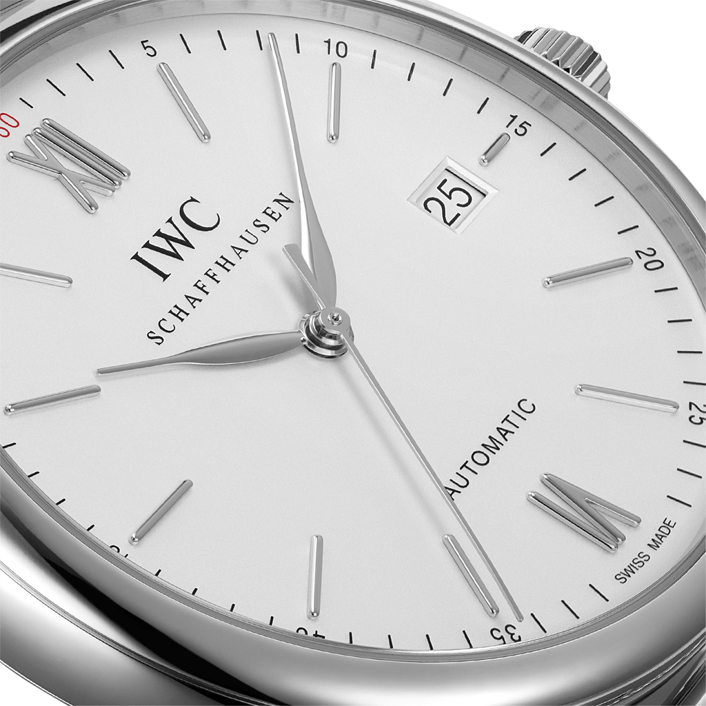 IWC Portofino Automatic White Dial Silver Mesh Bracelet Watch for Men - IW356505