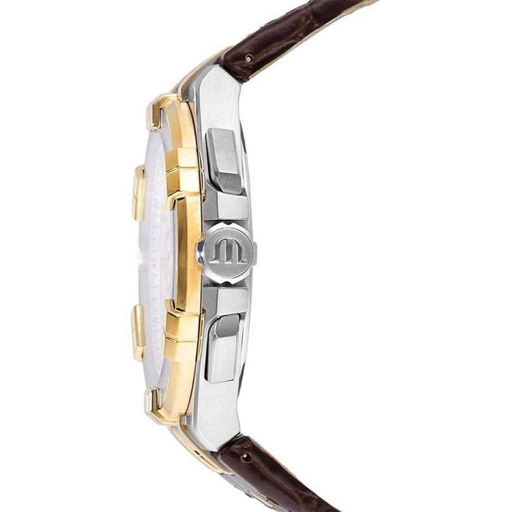 Maurice Lacroix Aikon Chronograph White Dial Brown Leather Strap Watch For Men - AI1018-PVY11-132-1
