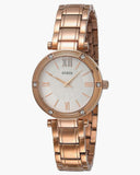 Guess Park Ave White Dial Rose Gold Steel Strap Watch for Women - W0767L3
