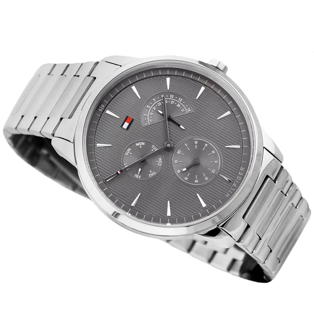 Tommy Hilfiger Brad Chronograph Quartz Grey Dial Silver Steel Strap Watch For Men - 1710385
