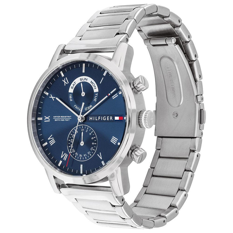 Tommy Hilfiger Kane Blue Dial Silver Steel Strap Watch for Men - 1710401
