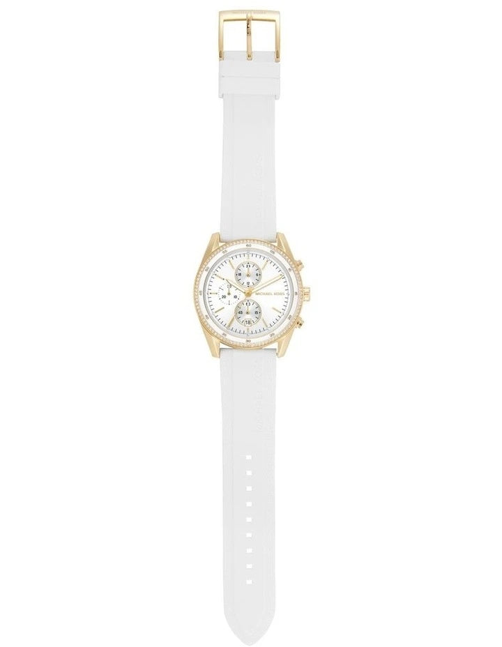Michael Kors Hadyn Chronograph White Dial White Rubber Strap Watch for Women - MK7484