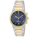 Salvatore Ferragamo Sapphire Chrono Blue Dial Two Tone Steel Strap Watch for Men - SFME00521