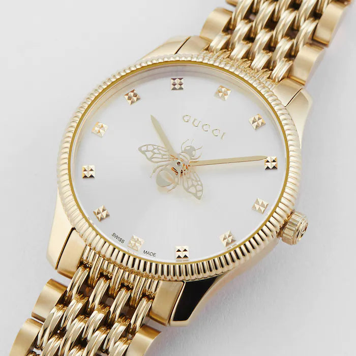 Gucci G Timeless Mother of Pearl Dial Gold Steel Strap Watch For Women - YA1265021