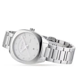 Gucci G Frame Quartz Diamonds Silver Dial Silver Steel Strap Watch For Women - YA142504