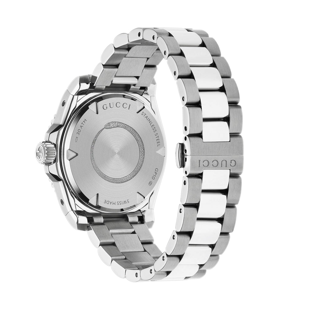 Gucci Dive Automatic 18K Gold Silver Dial Silver Steel Strap Watch for Men - YA136357