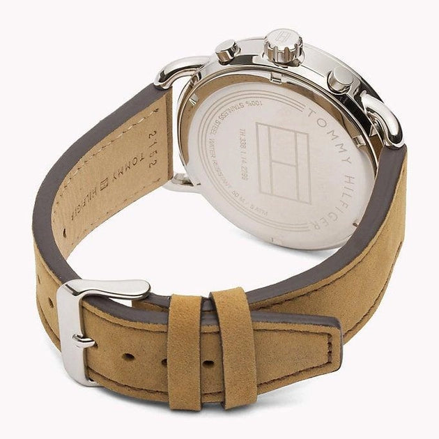Tommy Hilfiger Briggs Chronograph Blue Dial Brown Leather Strap Watch for Men - 1791424