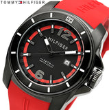 Tommy Hilfiger Windsurf Black Dial Red Rubber Strap Watch for Men - 1791112