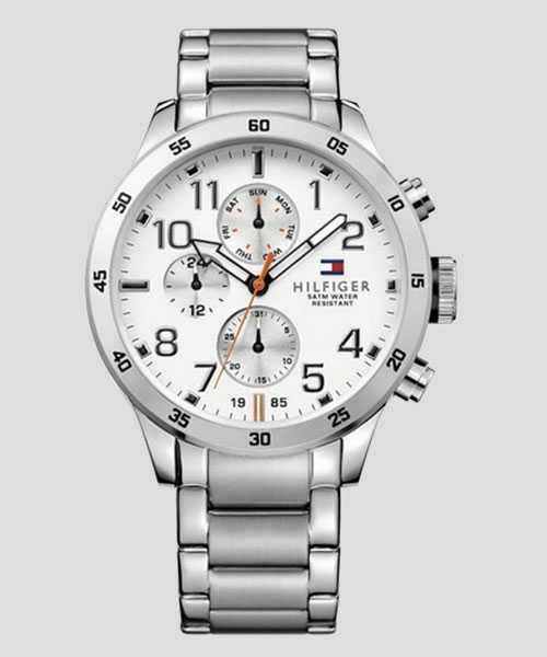 Tommy Hilfiger Trent Multifunction White Dial Silver Steel Strap Watch for Men - 1791140