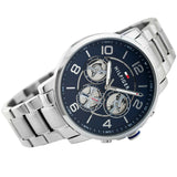 Tommy Hilfiger Keagan Blue Dial Silver Steel Strap Watch for Men - 1791293