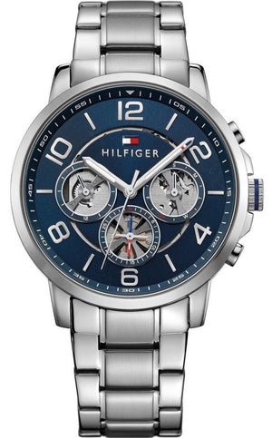 Tommy Hilfiger Keagan Blue Dial Silver Steel Strap Watch for Men - 1791293