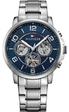 Tommy Hilfiger Keagan Blue Dial Silver Steel Strap Watch for Men - 1791293