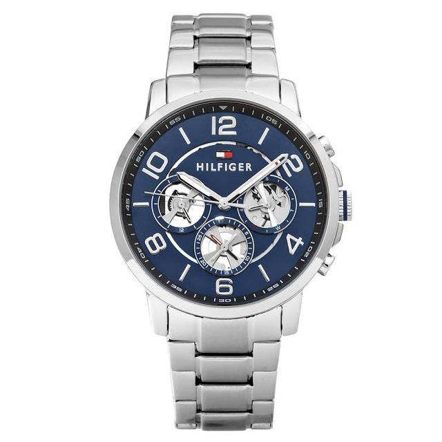Tommy Hilfiger Keagan Blue Dial Silver Steel Strap Watch for Men - 1791293