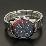 Tommy Hilfiger Bank Chronograph Blue Dial Silver Steel Strap Watch for Men - 1791718