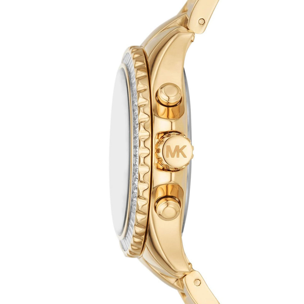 Michael Kors Everest Chronograph White Dial Gold Steel Strap Watch For Women - MK7212