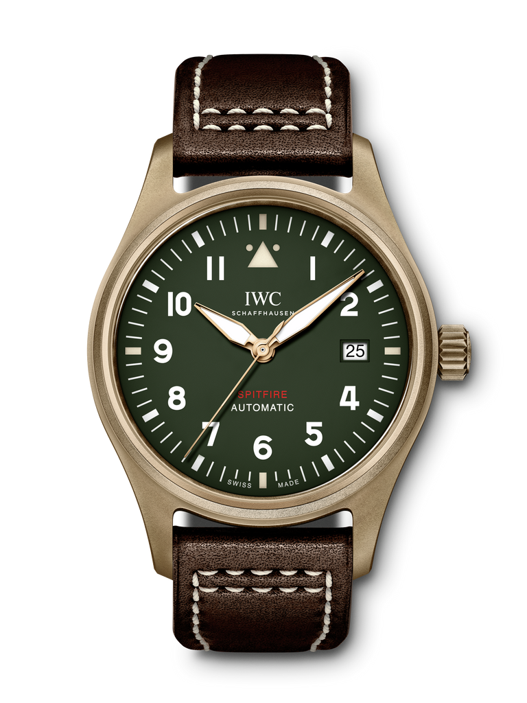 IWC Pilot's Watch Automatic Spitfire Green Dial Brown Leather Strap Watch for Men - IW326802