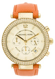 Michael Kors Parker Champagne Dial Orange Leather Strap Watch for Women - MK2279