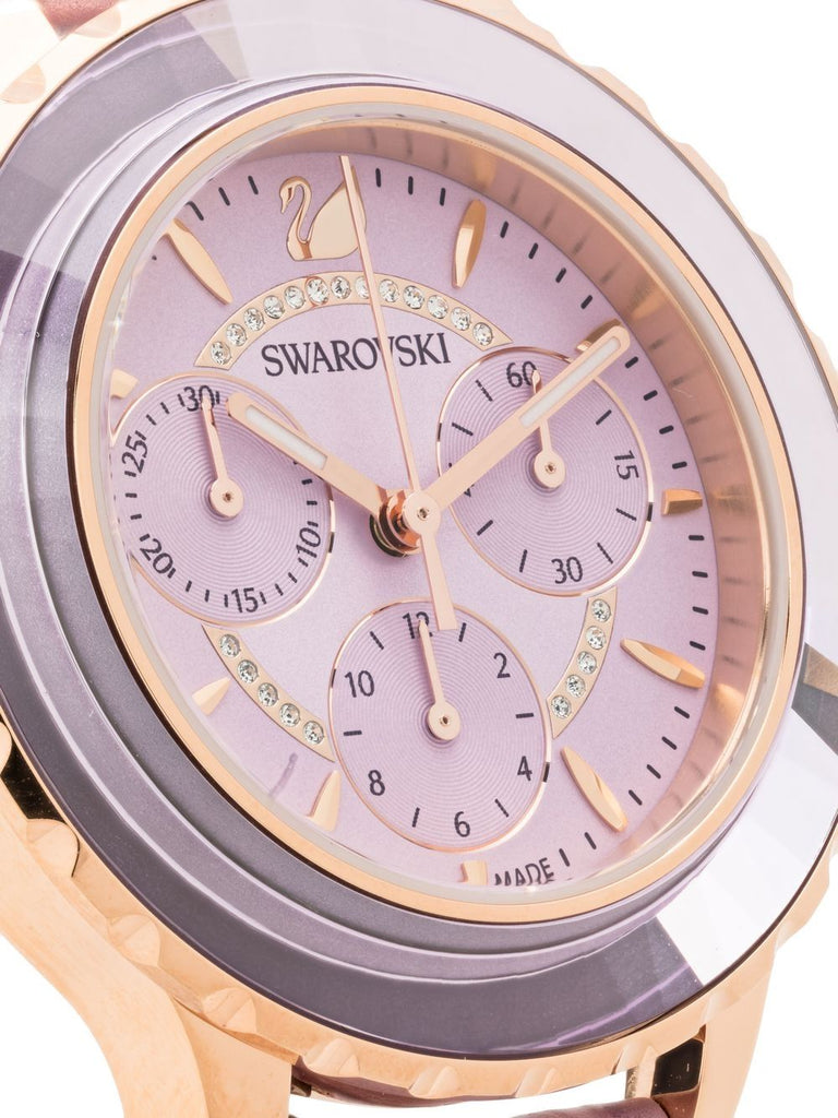 Swarovski Octea Lux Chrono Purple Dial Purple Leather Strap Watch for Women - 56322638