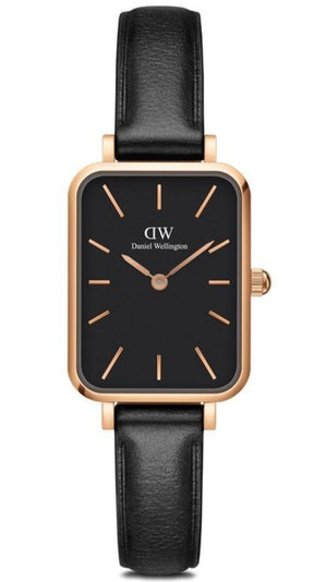Daniel Wellington Quadro Sheffield Black Dial Black Leather Strap Watch For Women - DW00100435