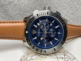 Versace Casual Chronograph Blue Dial Brown Leather Strap Watch for Men - VERG002-18