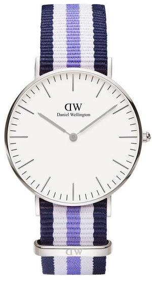 Daniel Wellington Classic Trinity White Dial Three Tone Nylon Strap Watch For Women - 0609DW
