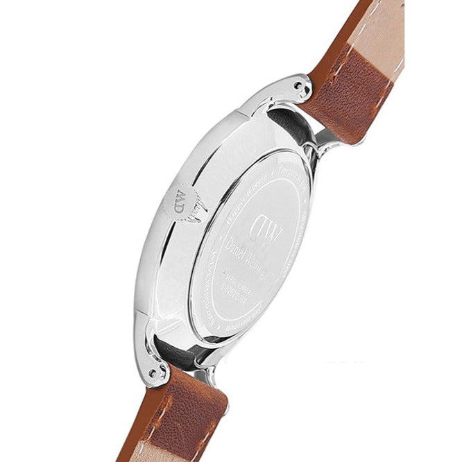 Daniel Wellington Dapper Durham White Dial Brown Leather Strap Watch For Men - DW00100116