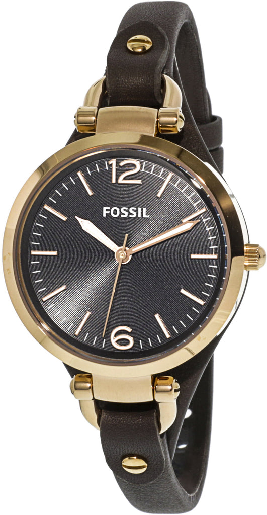 Fossil Georgia Smoke Grey Dial Grey Leather Strap Watch for Women - ES3077