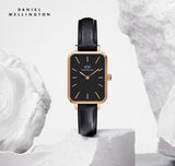 Daniel Wellington Quadro Sheffield Black Dial Black Leather Strap Watch For Women - DW00100435