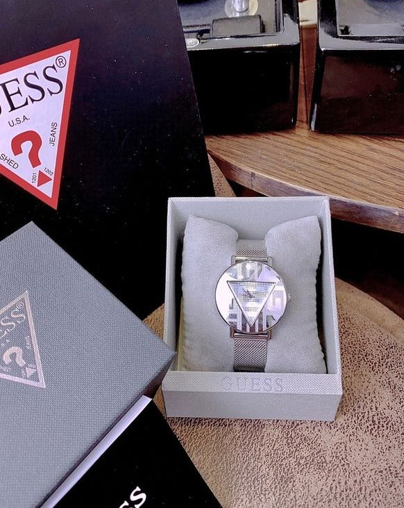 Guess Iconic Quartz Silver Dial Silver Mesh Bracelet Watch For Women - GW0527L1