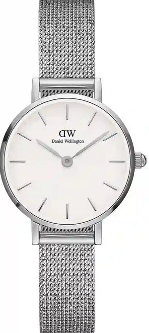 Daniel Wellington Classic Petite Sterling White Dial Silver Mesh Bracelet Watch for Women - DW00100442
